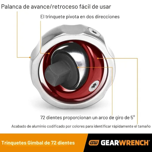Vista 3 de GEARWRENCH Trinquete de cardán de 1/4 pulgada de transmisión, 72 dientes - 81027