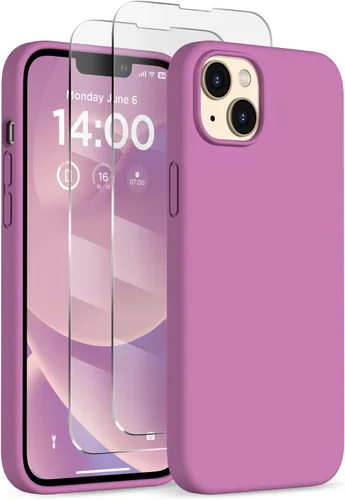 Vista 19 de Funda de silicona diseñada para iPhone 14 Plus, con 2 protectores de pantalla, funda protectora de cuerpo completo a prueba de golpes, funda delgada