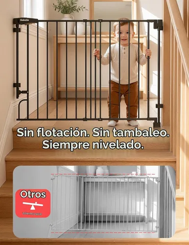 Vista 5 de Babelio Puerta de bebé extraíble para escaleras sin barra inferior, 29-43 Negro