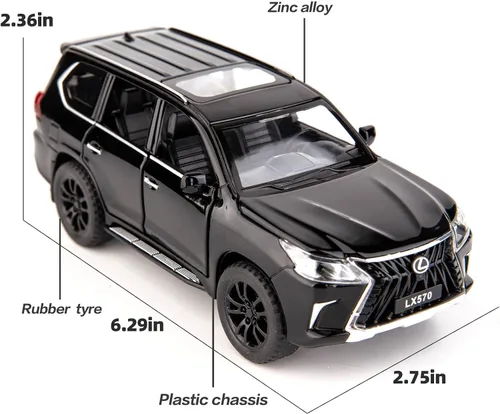 Vista 4 de BDTCTK 1/32 Compatible con Lexus LX570 Off-Road en SUV de lujo, auto de juguete de aleación de zinc con sonido y luz para regalo para niños y niñas