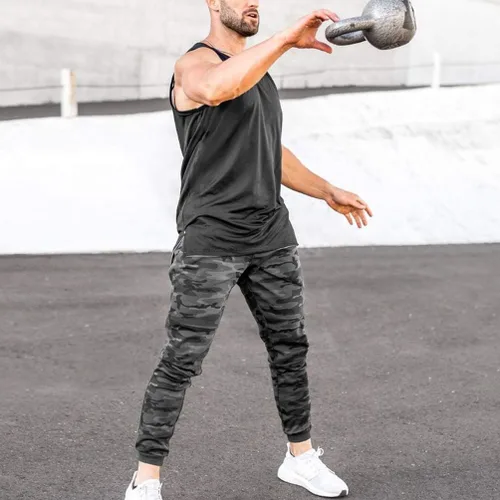 Vista 5 de DIOTSR Pantalones deportivos ajustados para hombre, pantalones deportivos de entrenamiento cónicos de camuflaje para hombre, pantalones deportivos