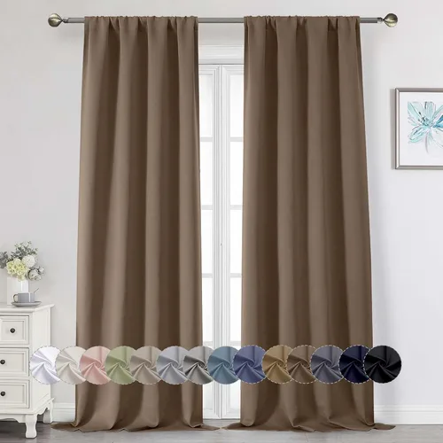 Vista 43 de Cortinas opacas para dormitorio, sala de estar, juego de 2 paneles de 54 pulgadas de largo, cortinas de oscurecimiento de habitación con aislamiento