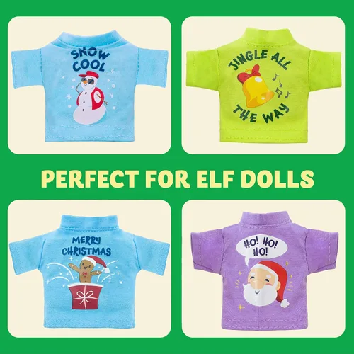 Vista 4 de JOYIN 4 paquetes de ropa de Navidad para muñeca, camisetas elegantes estilo invierno para ropa de muñeca, decoraciones de Navidad y temporada