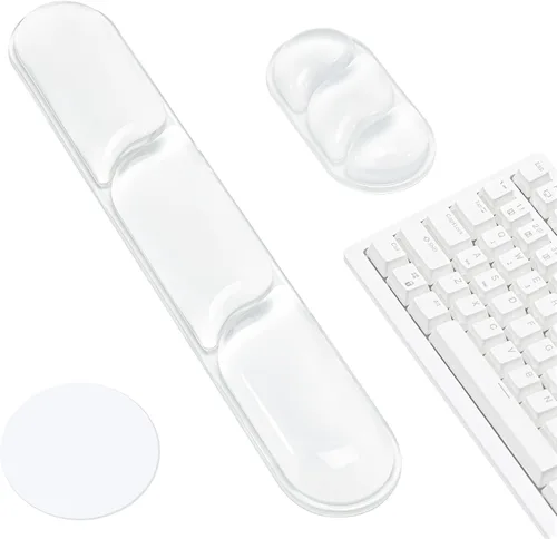 Vista 16 de Ospelelf Juego de alfombrilla de mouse con reposamuñecas de gel ergonómico para teclado, soporte de muñeca con parte inferior de goma