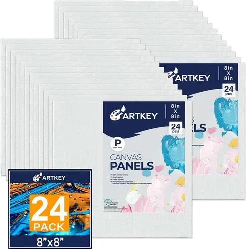 Vista 19 de Artkey Bastidores entelados para pintar, 8 x 10 pulgadas, paquete de 4 unidades, lienzo en blanco de 10 onzas con imprimación 100% algodón blanco