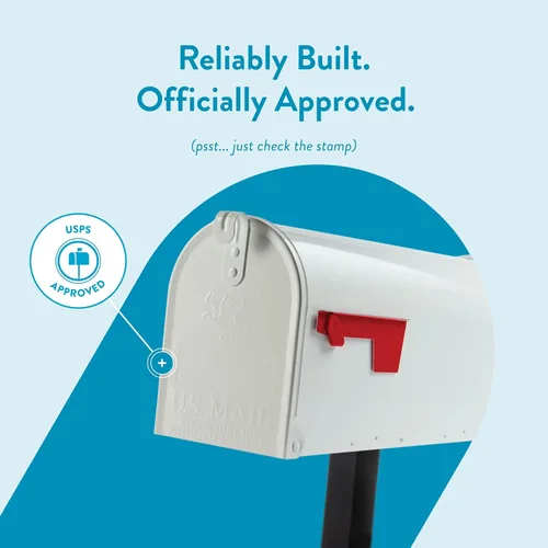 Vista 8 de Architectural Mailboxes Buzón de correo de metal de acero resistente a la intemperie para exterior con poste, blanco, buzón mediano en la acera