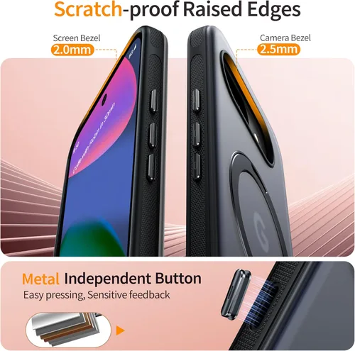 Vista 7 de Oneagle Soporte magnético giratorio de 360° para Google Pixel 10a funda translúcida [compatible con MagSafe], funda delgada mate para teléfono Pixel