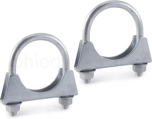 Vista 4 de Abrazadera de silenciador resistente de 3 pulgadas - Estilo de sillín con perno en U - Zinc (paquete de 2)