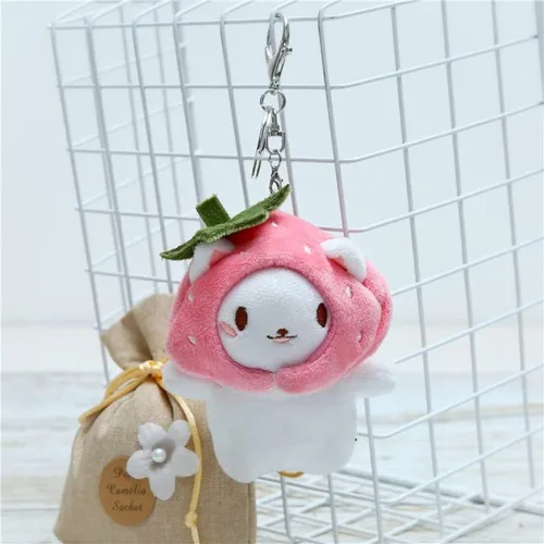 Vista 2 de Señora Niña Lindo Peluche PP Algodón Desmontable Taiyaki Sombrero Gato Llavero De Peluche Creativo Llavero De La Mochila Colgante Llavero