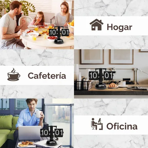 Vista 7 de HERCHR Reloj con tapa retro, reloj digital automático con función de página mecánica, reloj de escritorio retro digital abatible, funciona