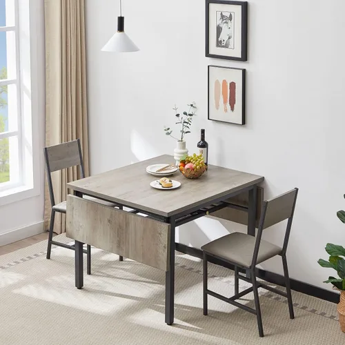 Vista 4 de KEVINSPACE Mesa de comedor plegable de 63.2 pulgadas, mesa de comedor extensible de madera MDF, mesa de comedor de hojas colgantes de madera
