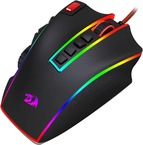 Vista 3 de Redragon M990 MMO - Mouse para videojuegos, 32000 DPI de alta precisión con cable RGB con 23 botones programables, 16 teclas macro laterales