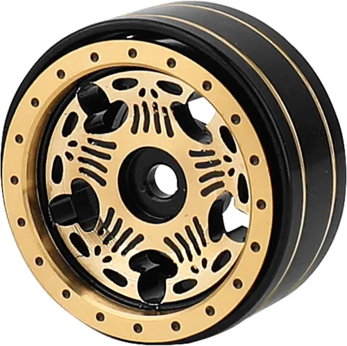 Vista 6 de Llantas de rueda de latón Beadlock 1.0 de 4 piezas para TRX4M SCX24 FCX24 1/24 1/18 RC Crawler, 42g/pieza (forma de estrella)