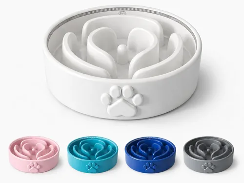 Vista 11 de Cuencos de cerámica para perros de 1.5 tazas, comedero lento para perros pequeños y medianos, apto para microondas, tazón de cerámica para mascotas
