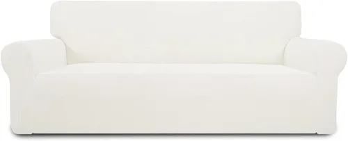 Vista 58 de PureFit Funda elástica para sofá biplaza, funda de sofá suave y antideslizante de jacquard de elastano, protector de muebles lavable con espuma