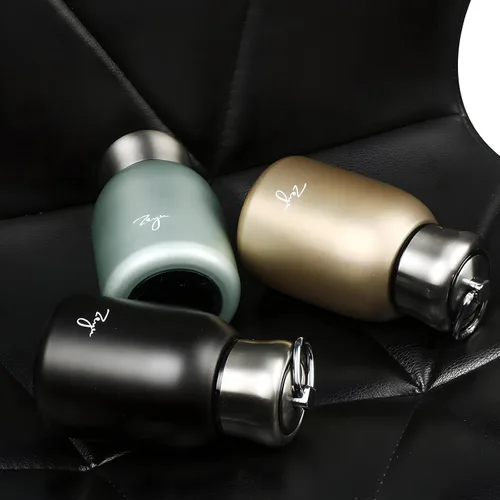 Vista 3 de Mini botella de agua aislada al vacío, mini botellas de agua, botella al vacío de 9 onzas con agua inoxidable a prueba de fugas para café, bebidas