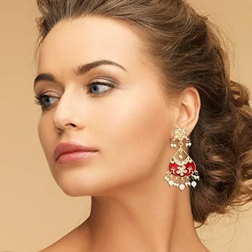 Vista 4 de Indian Coleccionable - Gargantilla de ónix de diseño con aretes para mujer, No es una piedra preciosa