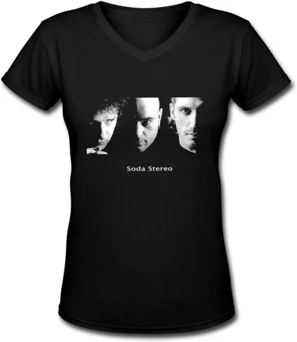 Vista 6 de Soda Stereo Womens T Shirt Loose Casual Short Sleeve V-Neck Tshirt