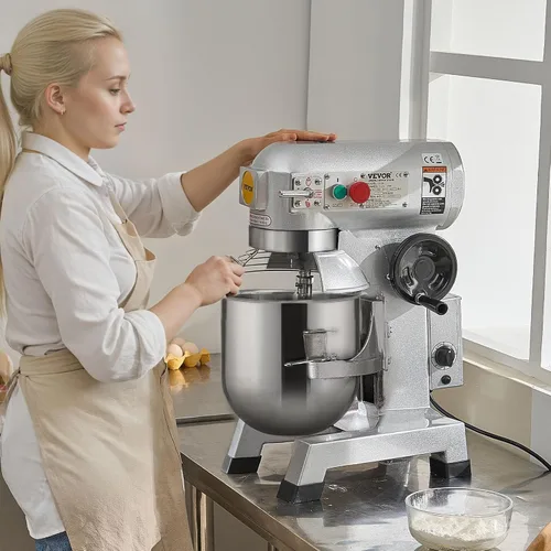 Vista 8 de VEVOR Mezclador comercial, mezclador comercial de alimentos de acero inoxidable de 10 cuartos de galón, mezclador de pie comercial de 450 W con 3