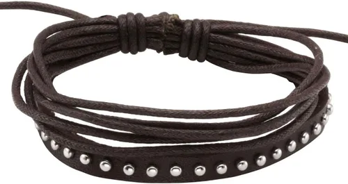 Vista 5 de Eigso Pulsera punk unisex de piel sintética con cuentas de madera para hombres y mujeres, cordón ajustable
