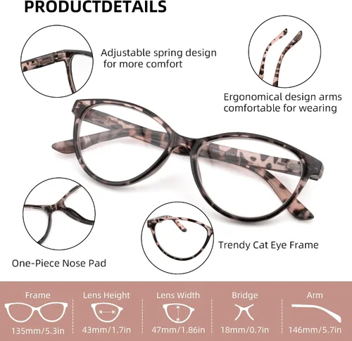Vista 5 de Paquete de 3 lentes de lectura bifocales para mujer, con bloqueo de luz azul, lectores de computadora de ojo de gato, lector bifocal sin línea, anti