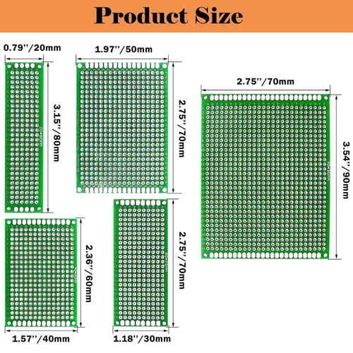 Vista 3 de 48 piezas de kit de placa PCB de doble cara para soldadura DIY y prototipos de placas de circuito para proyectos electrónicos, compatible con kits