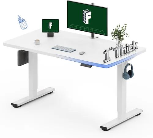 Vista 29 de FLEXISPOT Escritorio Eléctrico de Pie de Una Pieza, 40 x 24 Pulgadas Escritorio Ajustable con Superficie Sin Costuras, Controlador de Memoria