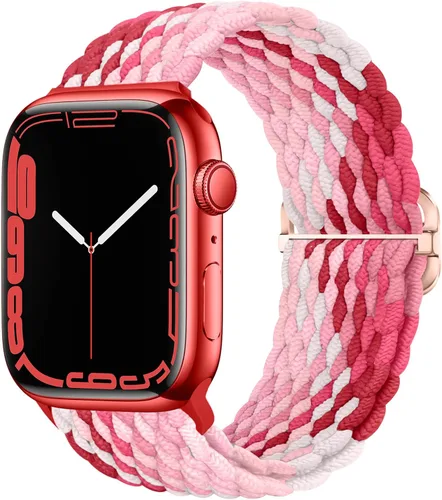 Vista 9 de Qimela - Correa elástica Solo Loop compatible con Apple Watch de 49 mm, 46 mm, 45 mm, 44 mm, 42 mm, 41 mm, 40 mm y 38 mm, correa trenzada Verde