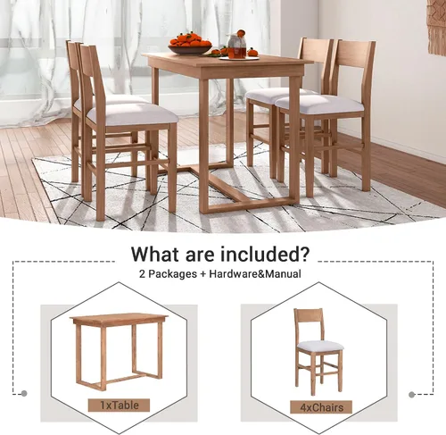 Vista 4 de Harper & Bright Designs Juego de mesa de comedor de 5 piezas con mesa de comedor rectangular y 4 sillas de comedor, juego de muebles de cocina