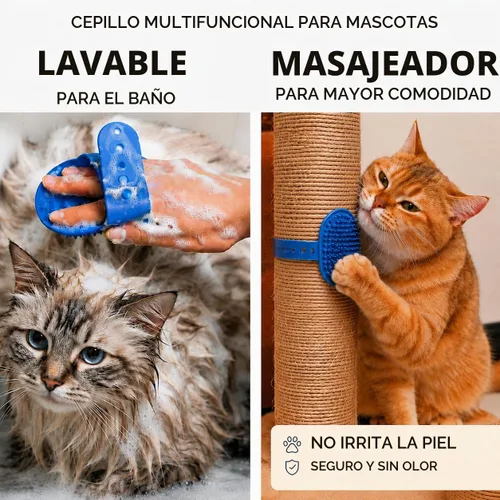 Vista 6 de Kit de aseo para perros, cepillo deslizante y desprendible para perros y Azul