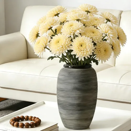 Vista 12 de ALMA Jarrón blanco alto para piso, jarrón extra grande de 18'' para ramo de flores secas de hierba de las pampas, jarrones grandes de cerámica