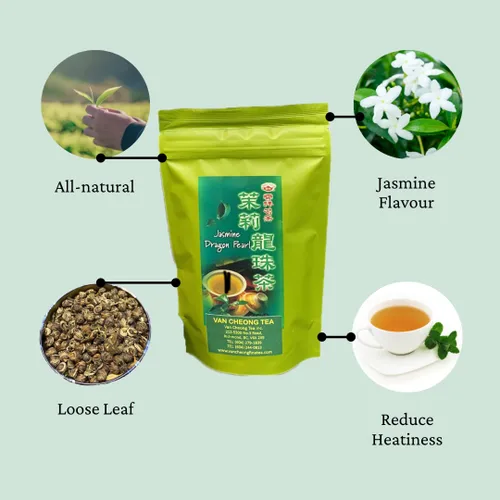 Vista 3 de Jasmine Dragon Pearl, 3.99 oz - Té verde de hojas sueltas Té de jazmín - Van Cheong Tea