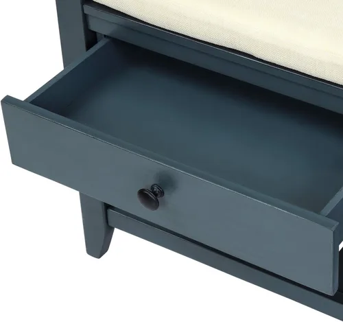 Vista 9 de Harper & Bright Designs TREXM Zapatero con asiento acolchado y cajones, banco de almacenamiento multiusos para entrada (azul marino)