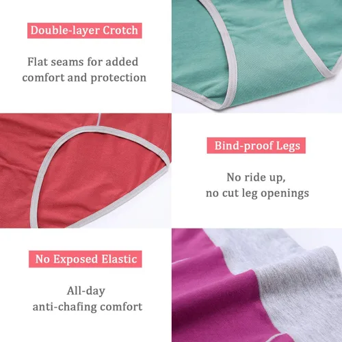 Vista 4 de wirarpa Ropa interior de algodón para mujer de cintura alta elásticos suaves transpirables paquete de 4