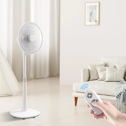 Vista 9 de Ventilador de suelo oscilante de 4 velocidades de 7 aspas, 14.5 pulgadas, altura ajustable, ventilador de pie para el hogar, motor de CC