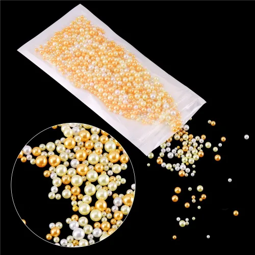 Vista 4 de CCINEE 1500 cuentas de perlas de tamaño mini para slime, cuentas de plástico sintético, kits de suministro de limo casero, champán
