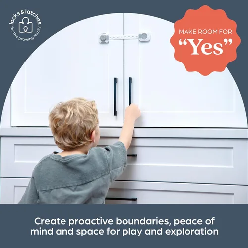 Vista 6 de Dreambaby Twist 'N Lock - Paquete de 6 pestillos multiusos, cerraduras de seguridad para niños para armarios, cajones, electrodomésticos, cerradura