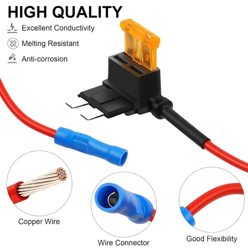 Vista 4 de Paquete de 10 micro 2 fusibles TAP de 12 V para coche Añadir un circuito ATR adaptador de fusible de cuchilla con fusibles de 20 A Micro II soporte