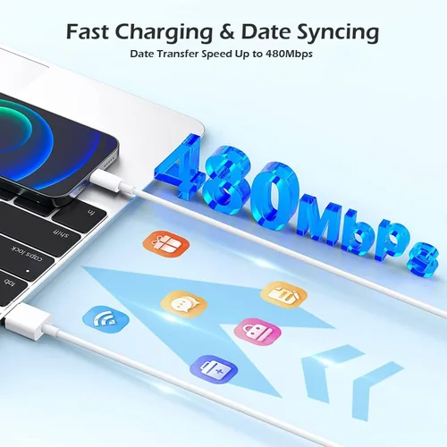 Vista 3 de Carga para cargador de iPhone [certificado MFi de Apple] Paquete de 2 cables Lightning para sincronización de datos con cable de carga USB A, bloque