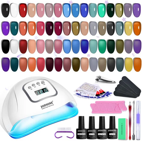 Vista 18 de JODSONE Juego de 23 esmaltes de uñas de gel con base, capa superior brillante y mate, multicolor, de larga duración, adecuado para todas
