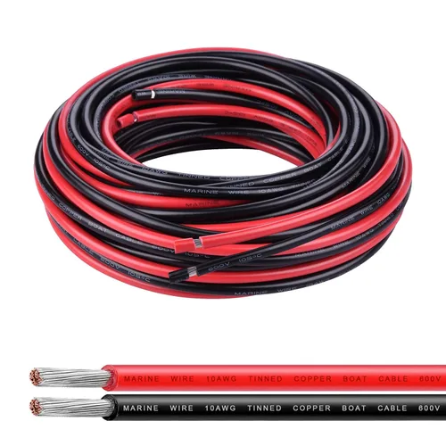 Vista 15 de Cable de calibre 6, iGreely 10 pies negro y 10 pies rojo 6 AWG cable eléctrico de cobre estañado, 2 cables aislados de un solo conductor trenzado