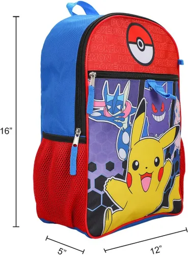 Vista 6 de BIOWORLD Pokemon Pokeball - Mochila de 5 piezas para hombre (niño pequeñoniño grande), color rojo, talla única