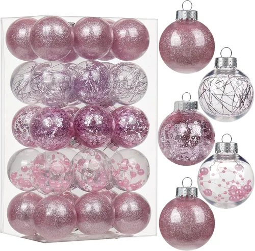Vista 7 de Briful Bolas de Navidad de plástico transparente inastillables de 3.150 in/3.15 pulgadas, juego de bolas de Navidad decorativas transparentes