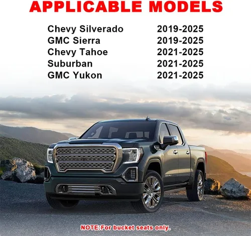 Vista 3 de Cubierta de consola central para Chevy Silverado y GMC Sierra, accesorios 2019-2025, caja de reposabrazos de microfibra impermeable y cuero