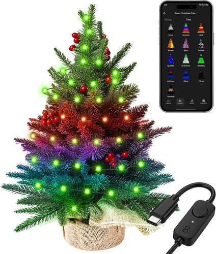 Vista 11 de Brizled Prelit Black Halloween Tree, 5 ft Lighted Fall Tree with Lights Black Tree - Green Lights