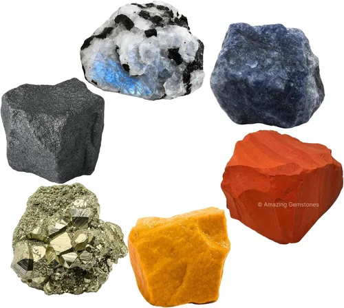 Vista 24 de Amazing Gemstone Cristales para manifestación de ansiedad, juego de 6 cristales curativos de amatista, sodalita, labradorita, angelita, granate
