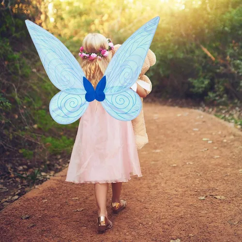 Vista 4 de Alas de hada, alas de mariposa, disfraces de alas de hadas pequeñas para niñas y mujeres adultas, recuerdo de fiesta de princesa brillante