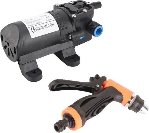 Vista 4 de Luqeeg Lavadora eléctrica a presión de 12 V, 80 W, 130 PSI, potente lavadora portátil con manguera de PVC de 20 pies, función de protección contra