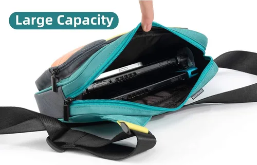 Vista 2 de Geekshare Large Capacity Multifunctional SwitchSwitch OLED Travel Carrying Case-Color Contrast Laser Messenger Bag Compatible with Nintendo