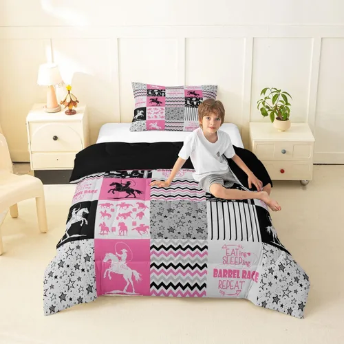 Vista 41 de Erosebridal Softball Comforter Set Patchwork Buffalo Plaid Twin Bedding Sets for Girls Kids Teens Child Galaxy Stars Ball Game Baseball Comforter